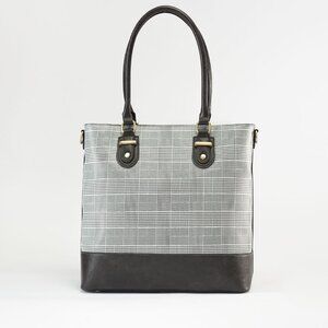 Charleston Bags NWT Women's Black & Grey Plaid CLAIRE Shoulder/Tote Bag, 13x13x5